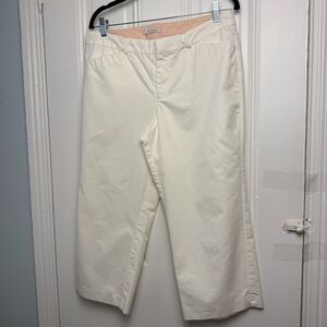 Dockers Capri Pants Womens 12 White Cropped Ankle Preppy Wide Leg Mid Rise
